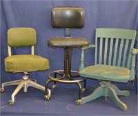 3 Vintage Office Style Chairs