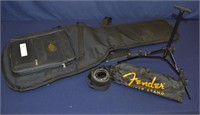 Soft Side Fender Guitar Case, Stand & Strap