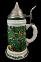 Ceramic German Lithopane Stein Hunt Scene