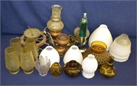 Large Lot Lamps, Fixtures & Numerous Glass Shades
