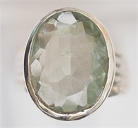 Sterling Silver Green Large Amethyst Ring