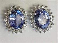 14kt White Gold Tanzanite & Diamond Earrings