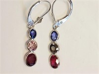 14kt White Gold Multicoloured Sapphires Earrings