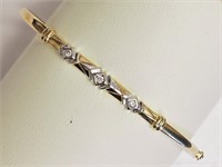 10kt Yellow & White Gold Diamond Bangle Style Brac