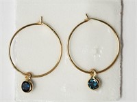 13N- 14k yellow gold blue diamond earrings -$590
