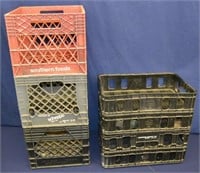 4 Beverage Crates and 3 Milk Crates