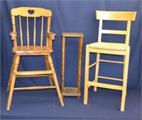 High Chair, Stool & Plant Stand