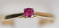 10kt Yellow Gold Pink Cubic Ziconia Ring