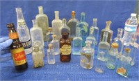 collection of 25 old bottles (many embossed)