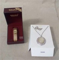 Gruen watch & necklace / earring set