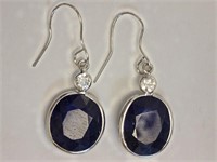 14kt White Gold Blue & White Sapphire Earrings