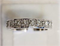 14kt White Gold 9 Princess Cut Diamond Band Ring