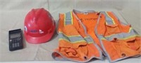Safety gear - hard hat, reflective vest, ear plugs