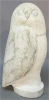 LARGE WHITE MARBLE CARVING OF AN OWL