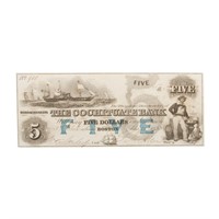 Cochituate $5 Obsolete Bank Note, 1853