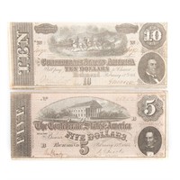 Two pieces of Confederate Currency