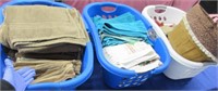 3 laundry baskets -bushel basket -various towels