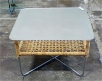 Wicker base table with glass top