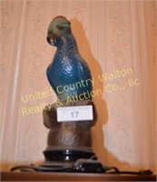 Tiffin Glass Blue Parrot Lamp