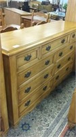 Carved Pine 9-drawer felt lined dresser