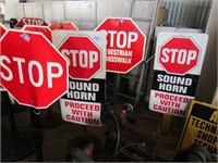 4) Signs on Floor Mounted Stands Stop,