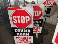3) Signs on Floor Mounted Stands Stop Do Not Enter