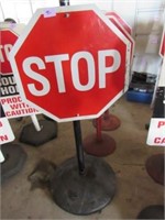 3) Signs on Floor Mounted Stands Stop,