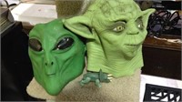 Two green Halloween rubber masks includes Star