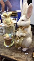Two tall decorative Easter rabbit decorations
