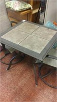 Metal tile top patio table with 2 chairs