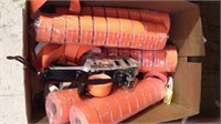 Box lot with over 50 rolls of orange marking
