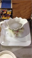 Large square ceramic tray and a antique Rose