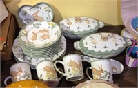 20 piece matching set of Easter bunny china