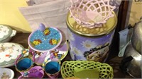 Group lot of Easter items including two ceramic