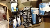 Box lot of 40 W light bulbs includes 12 chandelier