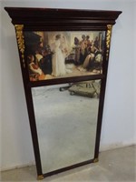Framed Beveled Mirror with Print