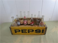 Wood Pepsi Crate w/Soda Bottles