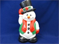 Molded Plastic Lighted Snowman - Works!