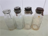 (4) Glass Lab Milk Bottles-Cork Seal Style