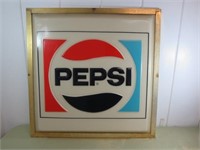 Large Plastic Pepsi Sign Front, 31" x 31" x 4"