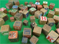Vintage Wooden Alphabet Building Blocks- 40 Items