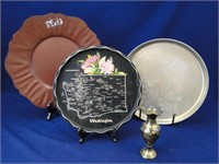 Metal Serving Trays & a Vase - 7 items