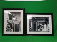 Pair of Large Vintage Framed Bourbon Street Prints