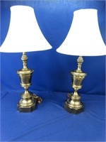 Matched Pair Tradtional Brass Lamps - Both Work