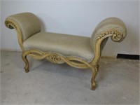 Tuscan Style Carved Bench w/Rolled Arms