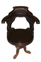 Stunning 19th Century Carved Captains Chair,