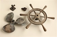 Cast Metal Ships Wheel, Propeller, Cleats and