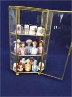 Glass Display Case and Thimbles - 20 items