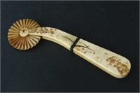 19th Century Carved Walrus Ivory Pie Crimper,