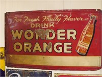 Large Wonder Orange Cola Metal Soda Drink Sign